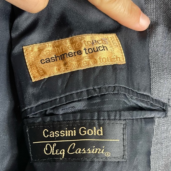 OLEG CASSINI Mens Sport Coat 40R Wool Cashmere Blazer Jacket Gray - Picture 8 of 10